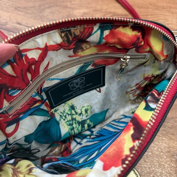 Vintage Sharif Red Quilted Crossbody Bag Chain Strap Leather Luxe Small Purse - Picture 7 of 10